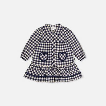 Baby Girl Frilled Gingham Print Shirt Dress
