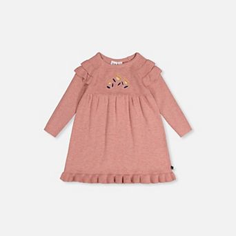 Baby Girl Ruffled Floral Detail Knitted Dress