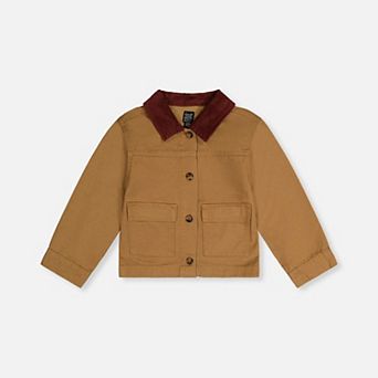 Big Kids Unisex Button-Front Ribbed Collar Barn Jacket