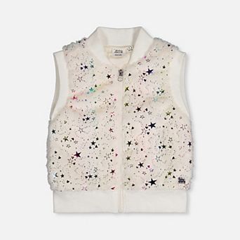 Little Kids Girl Star Pattern Faux Fur Sleeveless Vest
