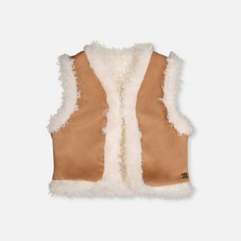 Big Kids Girl Reversible Suede & Sherpa Vest
