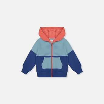 Baby Boy Full Zip Hooded Colorblock Fleece Jacket with Front Pockets