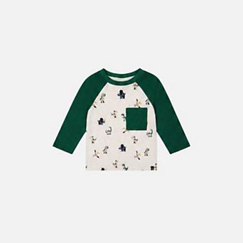 Baby Boy Long Sleeve Raglan Dinosaur Print T-Shirt