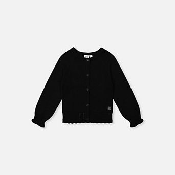 Baby Girl Button-Front Scallop Ruffle Knit Cardigan