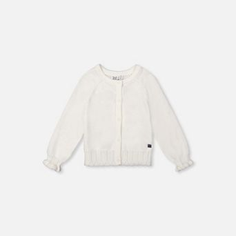 Baby Girl Button-Front Scallop Ruffle Knit Cardigan