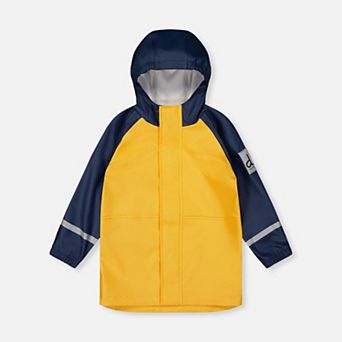 Big Kids Boy Color-Block Raglan Sleeve Hooded Rain Jacket
