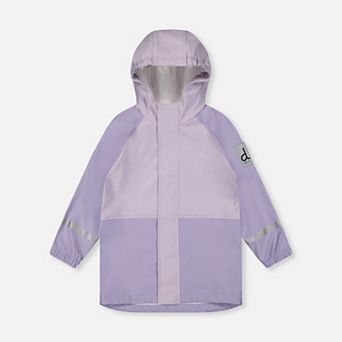 Big Kids Girl Color-Block Raglan Sleeve Hooded Rain Jacket