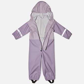 Little Kids Girl Color-Block Hooded Full-Zip Rain One Piece
