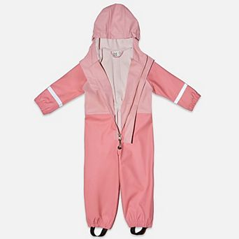 Little Kids Girl Color-Block Hooded Full-Zip Rain One Piece