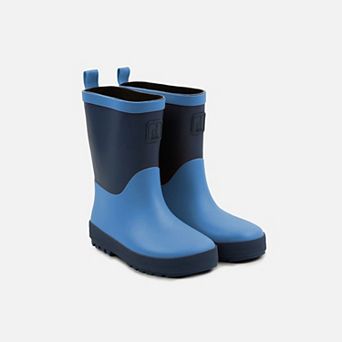 Kids Boy Two-Tone Treaded Pull-On Rain Boots