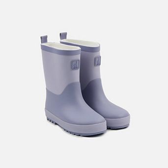 Kids Girl Two-Tone Treaded Pull-On Rain Boots