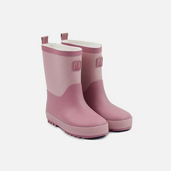 Kids Girl Two-Tone Treaded Pull-On Rain Boots
