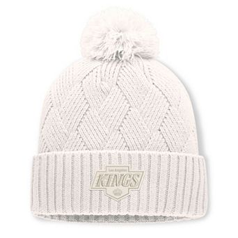 Women's Fanatics Cream Los Angeles Kings Level Up Cuffed Knit Hat with Pom