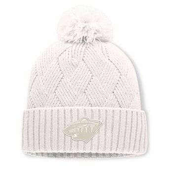 Women's Fanatics Cream Minnesota Wild Level Up Cuffed Knit Hat with Pom