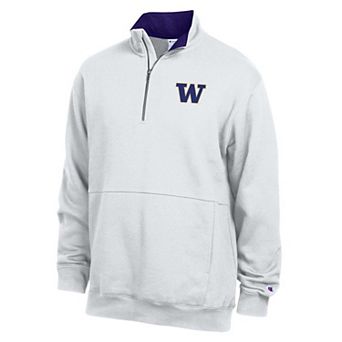 Men's Champion White Washington Huskies Fleece Quarter-Zip Pullover