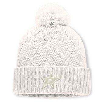 Women's Fanatics Cream Dallas Stars Level Up Cuffed Knit Hat with Pom