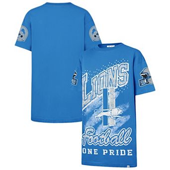 Women's '47 Blue Detroit Lions Oversized Gemstone Swash T-Shirt Dress