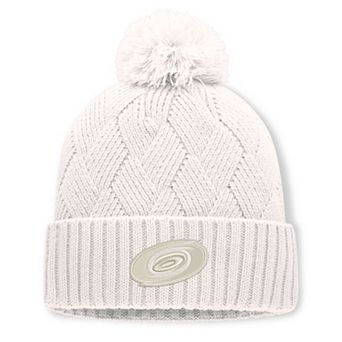 Women's Fanatics Cream Carolina Hurricanes Level Up Cuffed Knit Hat with Pom