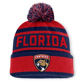 Men's Fanatics Red/Navy Florida Panthers Fundamental Cuffed Knit Hat with Pom