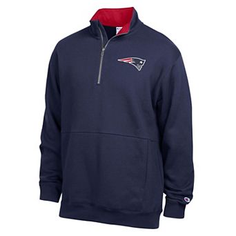 Men's Champion Navy/Red New England Patriots Fleece Quarter-Zip Pullover