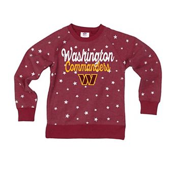 Girls Youth Wes & Willy Burgundy Washington Commanders Shimmer Star Reverse Sweatshirt