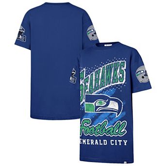 Women's '47 Royal Seattle Seahawks Oversized Gemstone Swash T-Shirt Dress