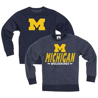 Youth Wes & Willy Navy Michigan Wolverines Reversible Sweatshirt