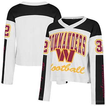 Women's '47 White Washington Commanders Exclamation Metro V-Neck Long Sleeve Jersey T-Shirt