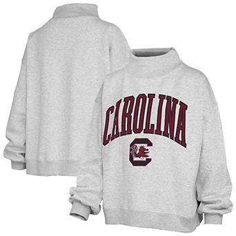 Women's Pressbox Gray South Carolina Gamecocks Nelson Texture Lingo Mock Neck Fleece Sweatshirt