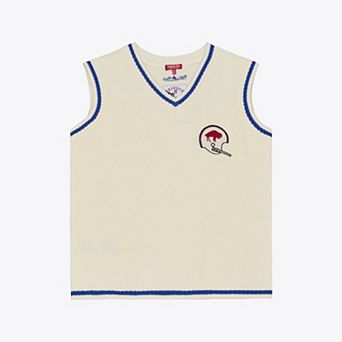Women's Mitchell & Ness Cream Buffalo Bills Retro Roots V-Neck Sweater Vest