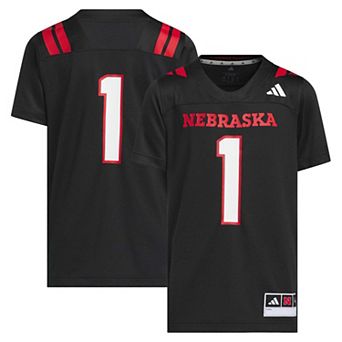 Youth adidas #1 Black Nebraska Huskers Our Red Burns Brighter Strategy Football Jersey