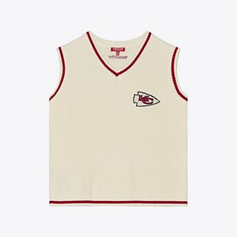 Women's Mitchell & Ness Cream Kansas City Chiefs Retro Roots V-Neck Sweater Vest