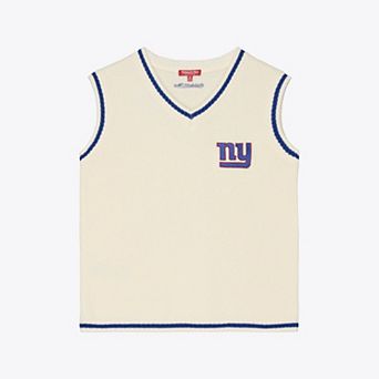 Women's Mitchell & Ness Cream New York Giants Retro Roots V-Neck Sweater Vest