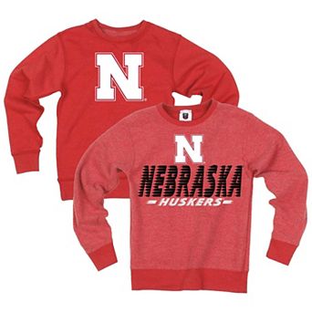 Youth Wes & Willy Scarlet Nebraska Huskers Reversible Sweatshirt