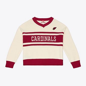 Women's Mitchell & Ness Cream/Cardinal Arizona Cardinals Retro Roots V-Neck Sweater