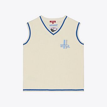 Women's Mitchell & Ness Cream Detroit Lions Retro Roots V-Neck Sweater Vest