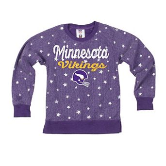 Girls Youth Wes & Willy Purple Minnesota Vikings Shimmer Star Reverse Sweatshirt