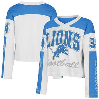 Women's '47 White Detroit Lions Exclamation Metro V-Neck Long Sleeve Jersey T-Shirt