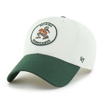 Unisex '47 White/Green Miami Hurricanes Pique Patch Clean Up Adjustable Hat