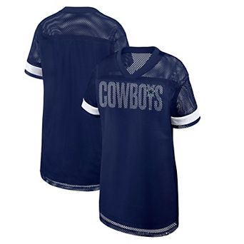 Women's Fanatics Navy Dallas Cowboys Oversized Team First Deep Route Mesh V-Neck Dress