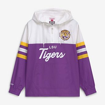 Men's Mitchell & Ness Purple LSU Tigers Head Coach Lightweight Anorak Half-Zip Windbreaker