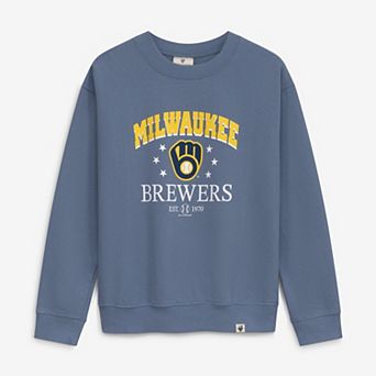 Girls Youth Soft as a Grape Navy Milwaukee Brewers Pigment Dyed Sweatshirt