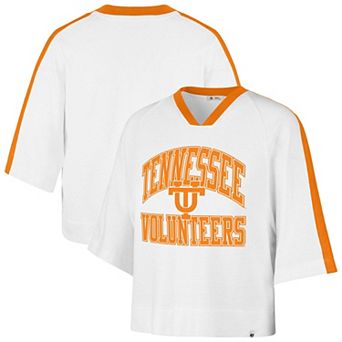 Women's '47 White Tennessee Volunteers Big Overarch Drop Needle Raglan V-Neck T-Shirt