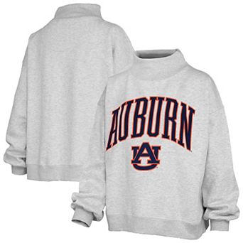 Women's Pressbox Gray Auburn Tigers Nelson Texture Lingo Mock Neck Fleece Sweatshirt