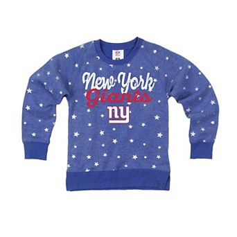 Girls Youth Wes & Willy Royal New York Giants Shimmer Star Reverse Sweatshirt