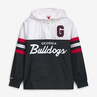 Men's Mitchell & Ness Black Georgia Bulldogs Head Coach Lightweight Anorak Half-Zip Windbreaker