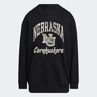 Women's adidas Black Nebraska Huskers Soft Lux Sweatshirt