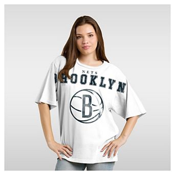 Women's Fanatics White Brooklyn Nets Spirit Relaxed Jersey T-Shirt