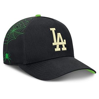 Men's Nike Black Los Angeles Dodgers Halloween Glow in the Dark Rise Dri-FIT A-Frame Adjustable Hat