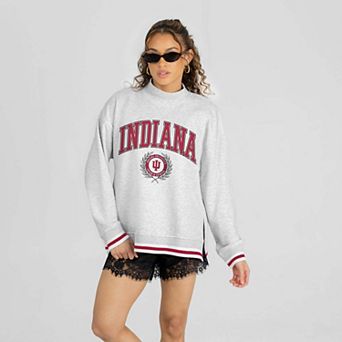 Women's Gameday Couture Gray Indiana Hoosiers Rally Point Contrast Stripe Mock Neck Sweatshirt